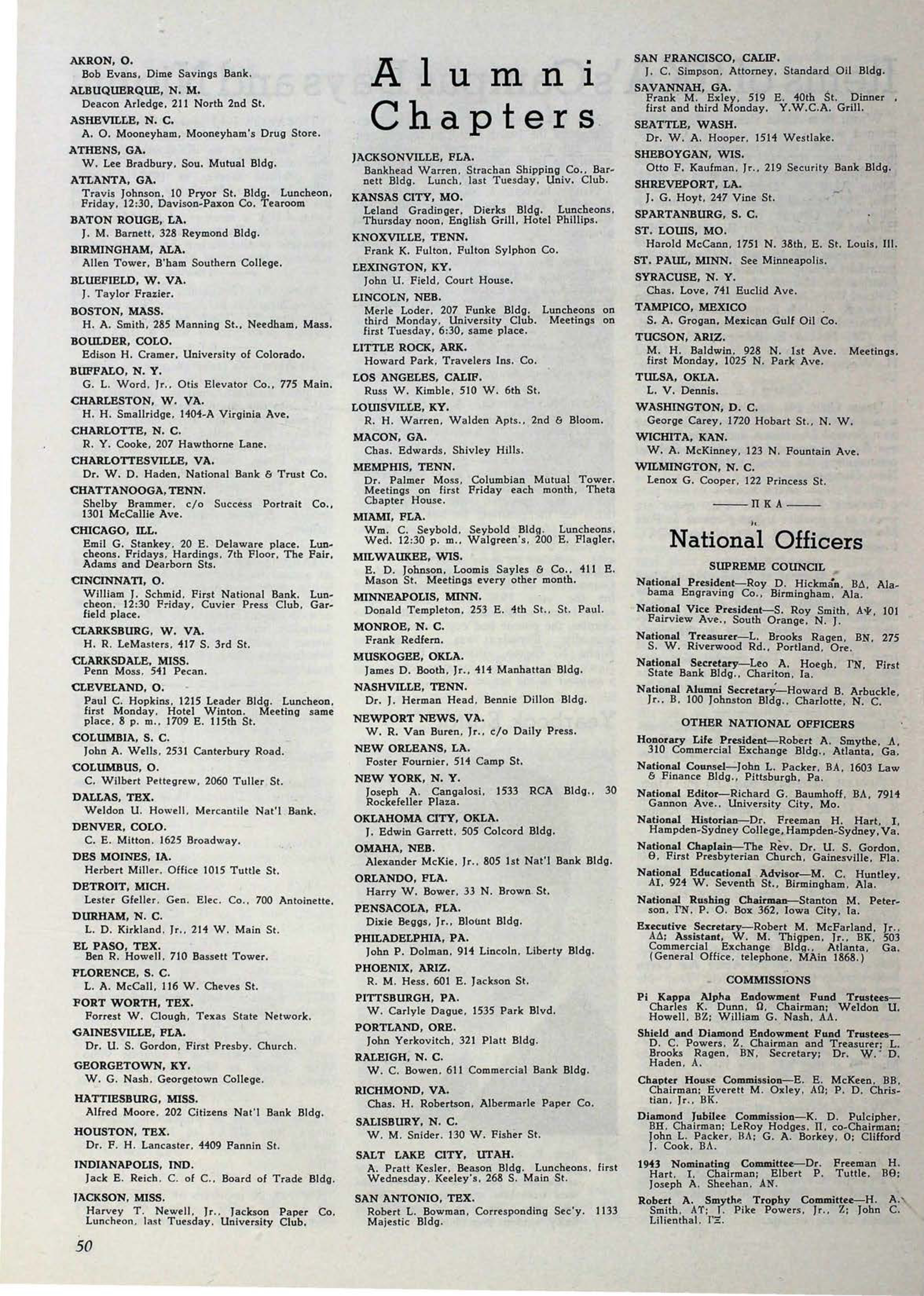Alumni Chapters, September 1940